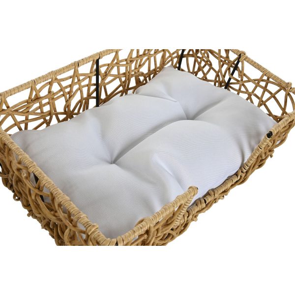 Hondenbed Home ESPRIT Wit Lichtbruin Metaal Synthetische rotan 50 x 35 x 14 cm (2 Onderdelen)
